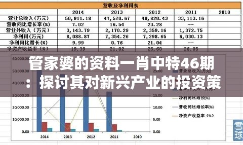 管家婆的资料一肖中特46期:探讨其对新兴产业的投资策略