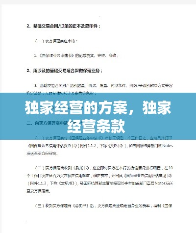 独家经营的方案,独家经营条款